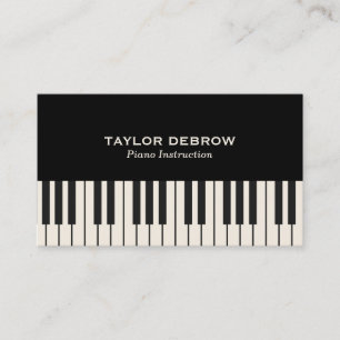 Tarjeta De Visita Teclado de piano negro y blanco moderno sofisticad