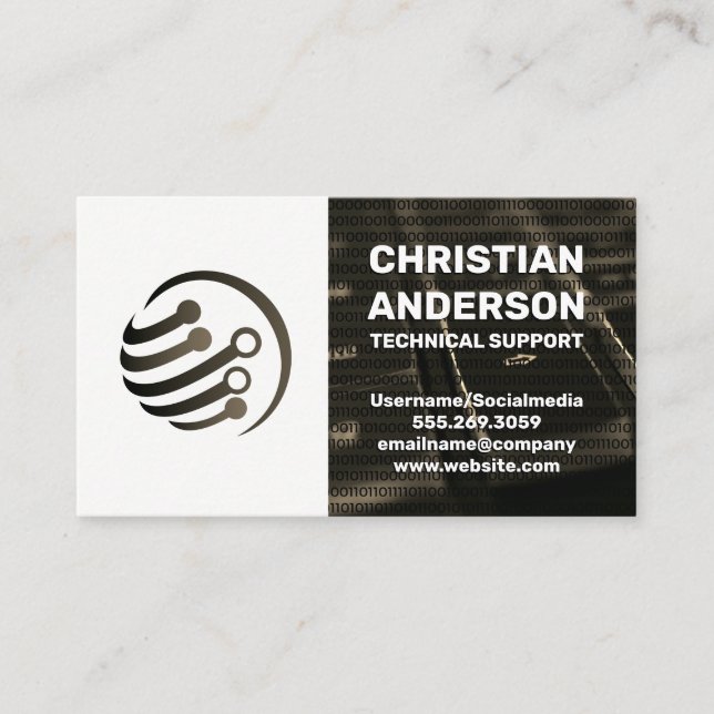 Tarjeta De Visita Teclado | Globo del circuito tecnológico (Anverso)