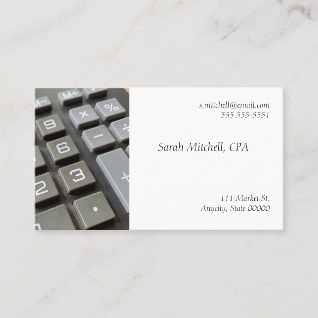 Tarjeta De Visita Teclado y desvanecimiento de la calculadora (Anverso)