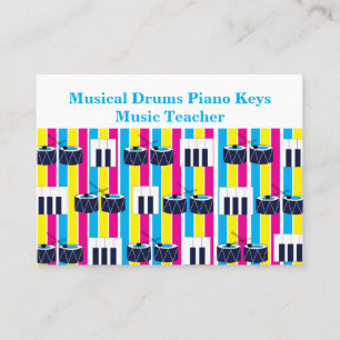 Tarjeta De Visita Teclas de piano de tambores musicales