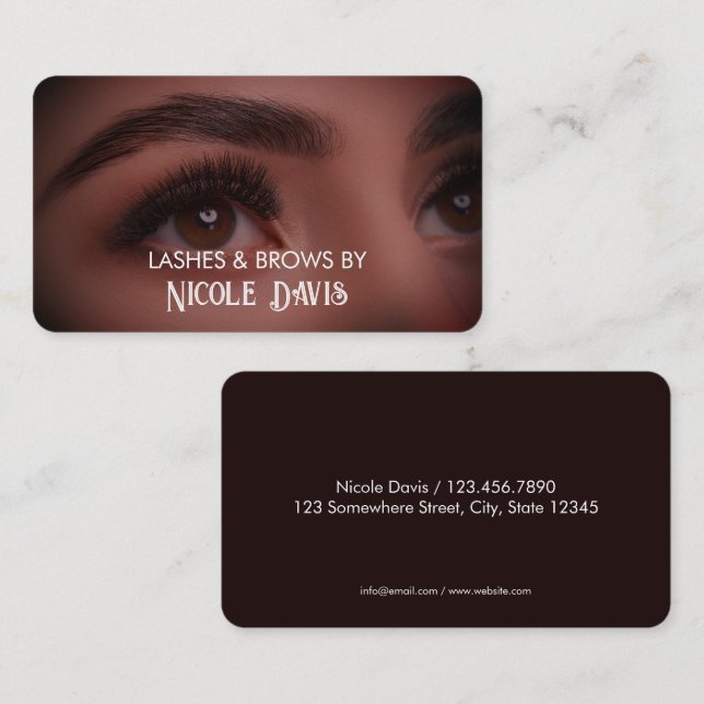 Tarjeta de visita técnica Brows & Lashes (Anverso / Reverso)
