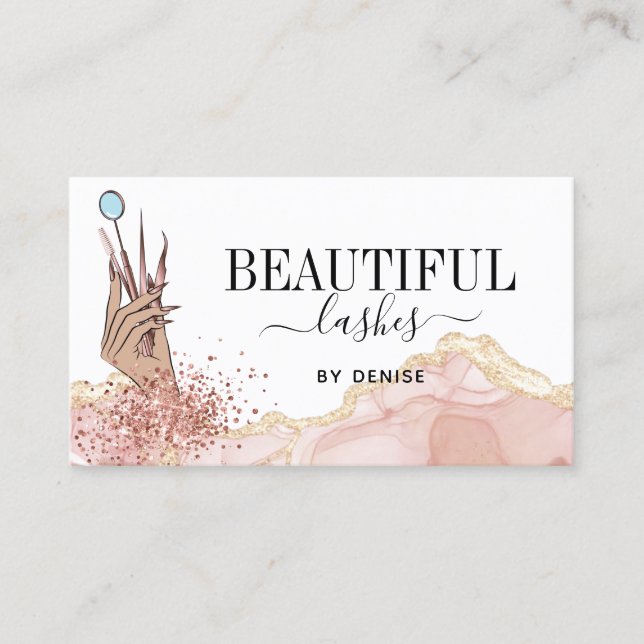 Tarjeta De Visita técnica de latigazos moderna mujer mano brillo bus (Anverso)