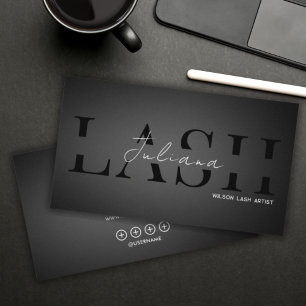 Tarjeta De Visita Técnica de Pestañas Moderna en Blanco y Negro, Art