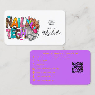 Tarjeta De Visita Técnica de uñas afroamericana vibrante y colorida