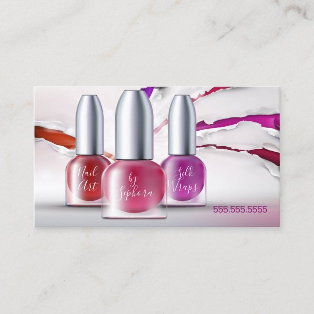 Tarjeta De Visita Técnico de arte de las uñas - Botellas polacas de  (Anverso)