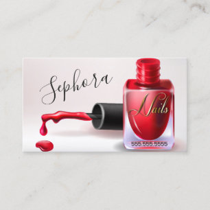 Tarjeta De Visita Técnico de Arte de Uñas - Esmalte de Uñas Rojo2