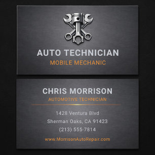 Tarjeta De Visita Técnico de Auto Mecánico Metálico