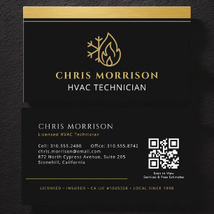 Tarjeta De Visita Técnico de Empresa de Climatización Código QR