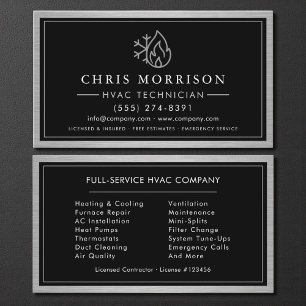 Tarjeta De Visita Técnico de HVAC Metálico Industrial