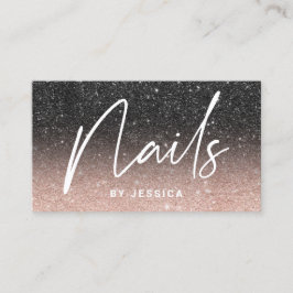 Tarjeta De Visita Técnico de las uñas moda rosa purpurina negro negr