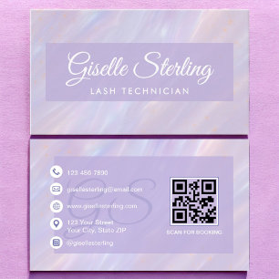 Tarjeta De Visita Técnico de Lash Irlandés Pastel Opal Holográfico