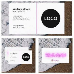 Tarjeta De Visita Técnico de Nail Simple White Template