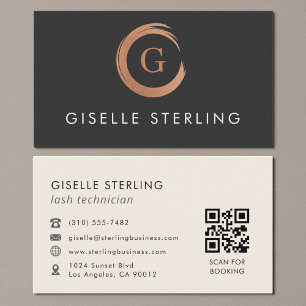 Tarjeta De Visita Técnico de Pestañas Código QR Minimalista Moderno