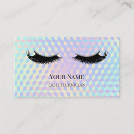 Tarjeta De Visita Técnico de pestañas con código QR holográfico