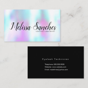 Tarjeta De Visita Técnico de Pestañas de Holograma Pastel Artista