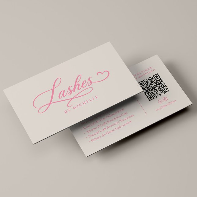 Tarjeta De Visita Técnico de Pestañas Elegant Lashes Script Rosa Are (Lash Tech Elegant Lashes Script Pink Sand Business Card
)
