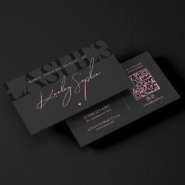 Tarjeta De Visita Técnico de Pestañas Estéticas Rosa Negro Estudio d