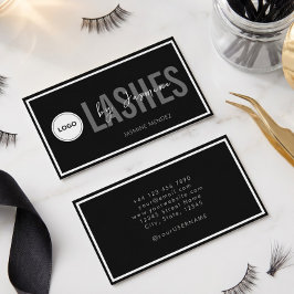 Tarjeta De Visita Técnico de Pestañas Logo Moderno y Elegante en Neg
