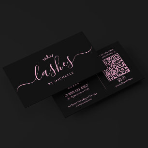 Tarjeta De Visita Técnico de Pestañas Studio Aesthetic Black Pink La
