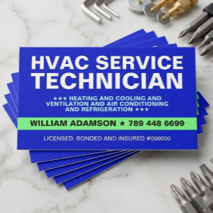 Tarjeta De Visita Técnico de Servicio de Calefacción, Ventilación y 