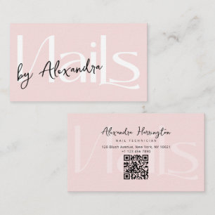 Tarjeta De Visita Técnico de Uñas Blush Rosa Tipografía Moderna