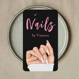 Tarjeta De Visita Técnico de uñas código Qr clava salón de arte negr