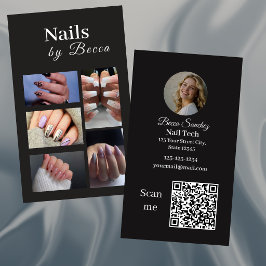 Tarjeta De Visita Técnico de uñas código Qr de cuadrícula de fotos