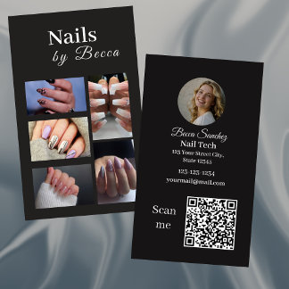 Tarjeta De Visita Técnico de uñas código Qr de cuadrícula de fotos