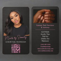 Técnico de Uñas Código QR Metálico Rosa Negro