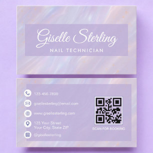 Tarjeta De Visita Técnico de uñas Código QR Opal irlandés