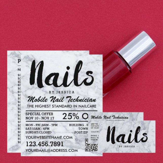 Tarjeta De Visita Técnico de uñas de mármol moderno de moda (Subido por el creador)