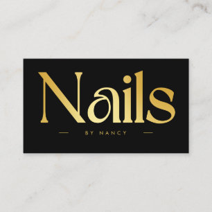 Tarjeta De Visita técnico de uñas de oro elegante