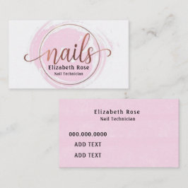 Tarjeta De Visita Técnico de uñas de oro Rosa