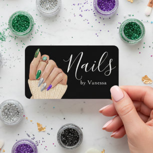 Tarjeta De Visita Técnico de uñas diseño elegante para manicuras