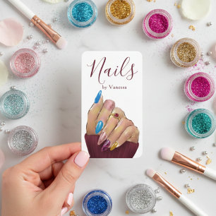 Tarjeta De Visita Técnico de uñas elegante código QR de arte de uñas