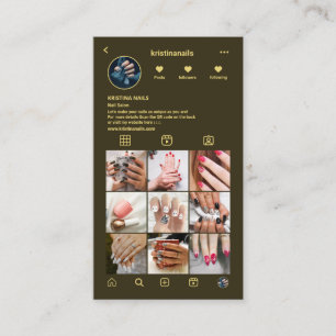 Tarjeta De Visita Técnico de uñas en Instagram Collage de fotos Verd