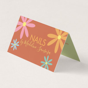 Tarjeta De Visita Técnico de uñas florales Groovy 