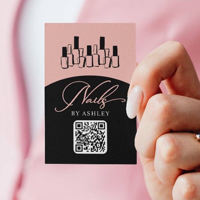 Tarjeta De Visita Técnico de uñas - Foto de código QR moderno (Subido por el creador)