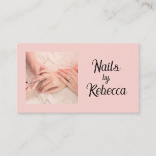 Tarjeta De Visita Técnico de uñas foto rosa rubor   Letra negra