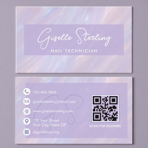 Tarjeta De Visita Técnico de Uñas Holográficas Pastel Profesional