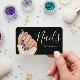 Tarjeta De Visita Técnico de uñas Manicurista con estilo Salón moder