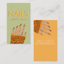 Técnico de uñas manos con letra triple naranja