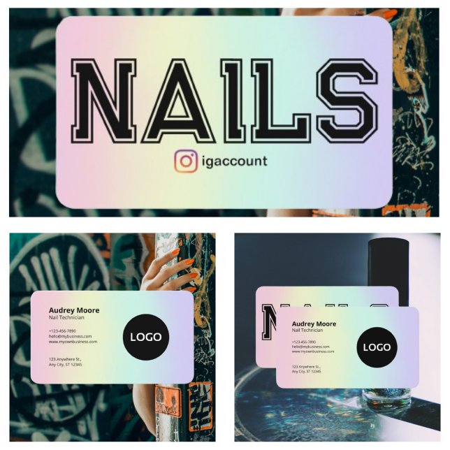 Tarjeta De Visita Técnico de uñas moderno (Modern Nail Technicia Business Card
)