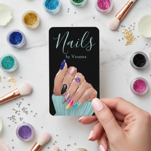 Tarjeta De Visita Técnico de uñas moderno código QR Salón de arte de