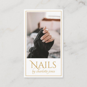 Tarjeta De Visita Técnico de uñas moderno Foto de uñas de oro