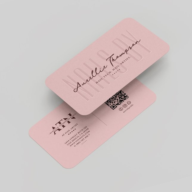 Tarjeta De Visita Técnico de uñas moderno Manicurista Elegante Rosa (Modern Nail Technician Manicurist Elegant Pink Business Card
)