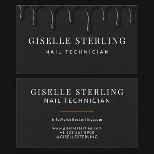 Tarjeta De Visita Técnico de uñas moderno negro