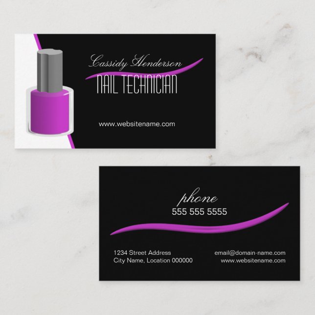 Tarjeta De Visita Técnico de uñas o salón (Anverso / Reverso)
