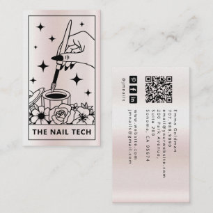 Tarjeta De Visita Técnico de uñas Tarot Rubor Rosa Metálico Falso