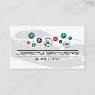 Tarjeta De Visita Técnico Mecánico   Servicios de Auto   